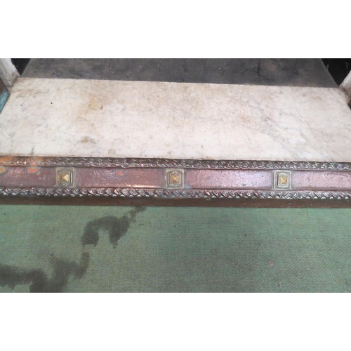 4143 - An Art Nouveau copper and leather adjustable club fender