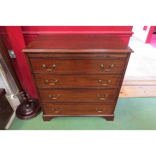 4147 - An early 19th Century flame mahogany bachelors chest, the fret lined brushing slide over four gradua... 