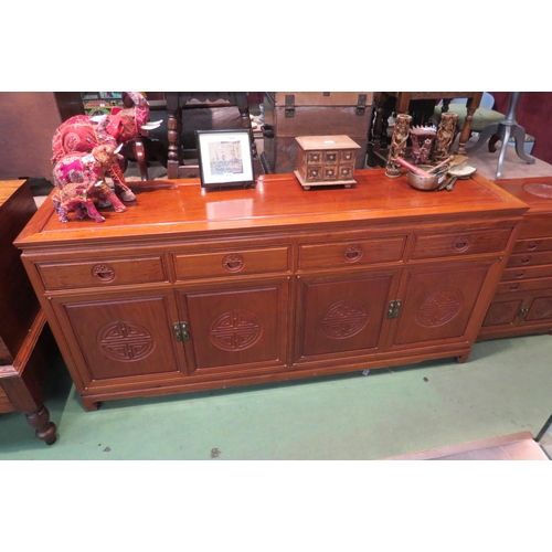 4179 - A teak Burmese cutlery chest with lift-up top over four drawers and two cupboard doors, 78cm tall x ... 