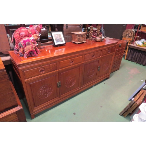 4179 - A teak Burmese cutlery chest with lift-up top over four drawers and two cupboard doors, 78cm tall x ... 