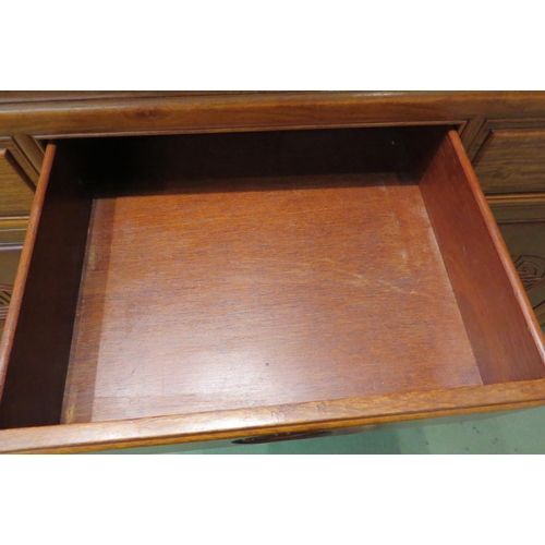 4179 - A teak Burmese cutlery chest with lift-up top over four drawers and two cupboard doors, 78cm tall x ... 