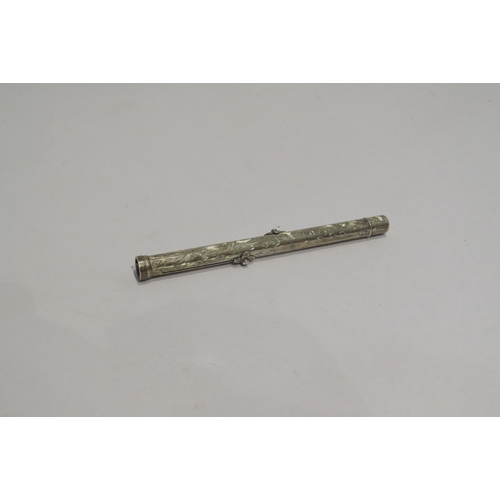 4305 - A white metal combination propelling pencil and dip pen, florally engraved  (C)