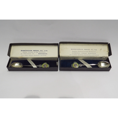 4307 - Two silver souvenir spoons with enamel and Lincoln imp decoration.  In original boxes