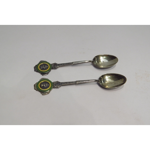 4307 - Two silver souvenir spoons with enamel and Lincoln imp decoration.  In original boxes