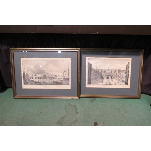 4317 - A group of four monochrome prints/etchings depicting London landmarks including St Paul's Cathedral,... 