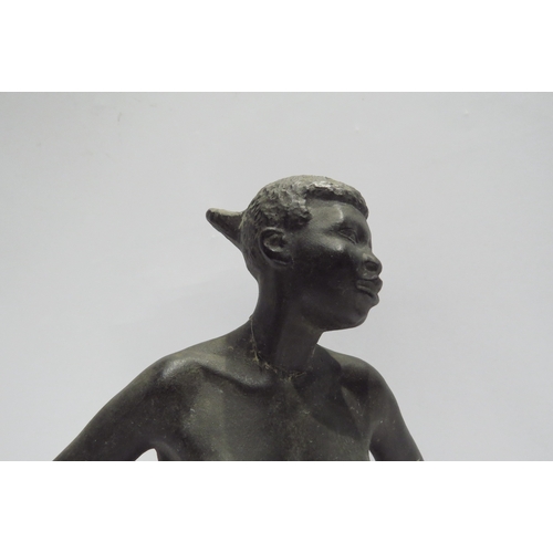 4324 - A Gilbert Carradine pottery figure of nude African female, neck restored, 31cm tall