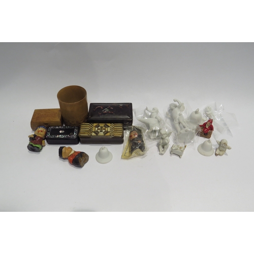 4346 - A collection of small bisque figures, small boxes etc.