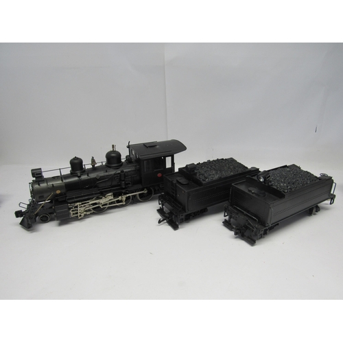 7352 - A Bachmann G scale garden railway 4-6-0 locomotive (lacking chimney), together with two Bachmann ten... 