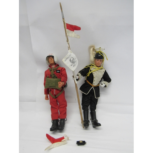 7214 - Two vintage Palitoy Action Man figures with blonde flocked hair to include 17th/21st Lancers with pl... 