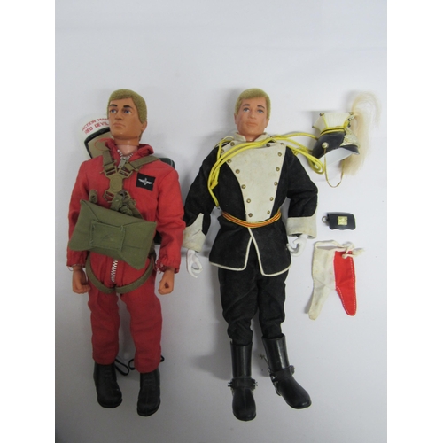 7214 - Two vintage Palitoy Action Man figures with blonde flocked hair to include 17th/21st Lancers with pl... 