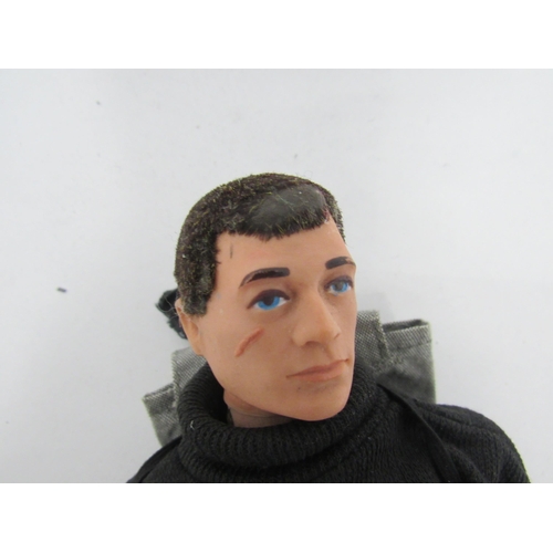 7218 - Three playworn vintage Palitoy Action Man figures with flocked hair, wearing an assortment of offici... 