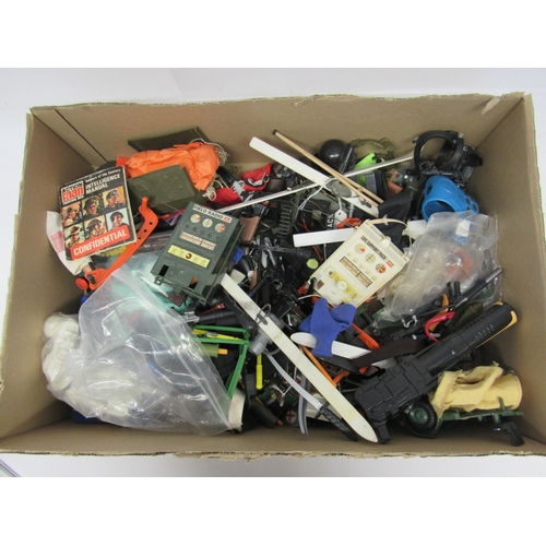 7219 - A box of playworn vintage and modern Action Man and similar accessories and weapons including Field ... 