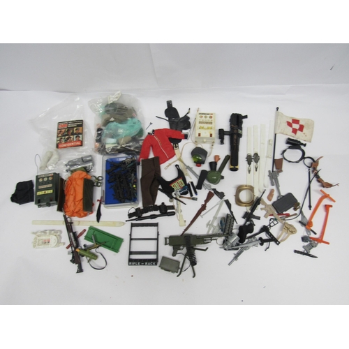 7219 - A box of playworn vintage and modern Action Man and similar accessories and weapons including Field ... 