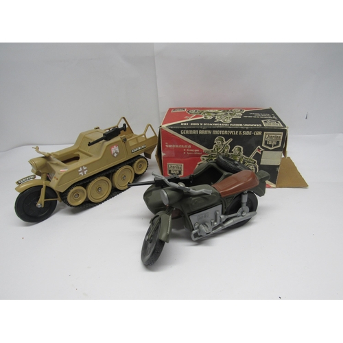 7212 - Two Cherilea Toys military vehicles to suit Action Man figures, comprising Kettenkrad and boxed Germ... 