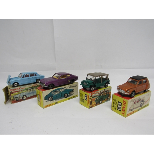 7271 - Four Dinky Toys diecast model vehicles, housed in original pictorial card boxes, to include 165 Ford... 