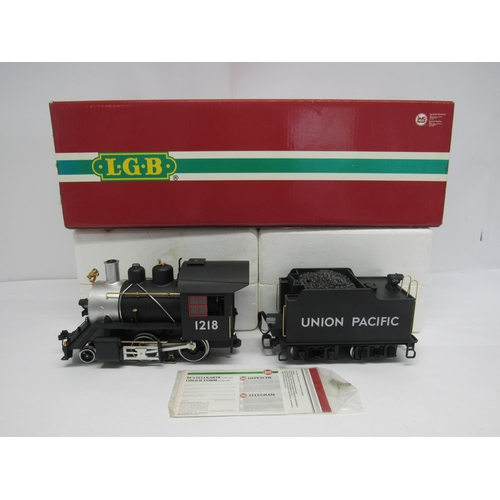 7416 - A boxed LGB (Lehmann-Gross-Bahn) G scale garden railway 20232 American 2-4-0 locomotive and tender i... 