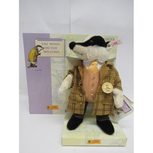 7105 - A boxed Steiff limited edition 037030 The Wind In The Willows mohair Badger with gold coloured butto... 