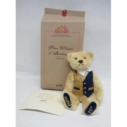 7113 - A boxed Steiff limited edition 661198 Prince William's 21st Birthday Bear, the articulated blonde mo... 