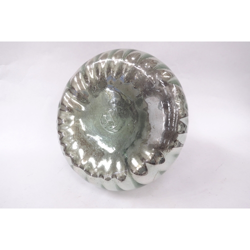 4328 - A 19th century oversized hand-blown mercury glass jug, fluted body, deterioration to the mercury to ... 