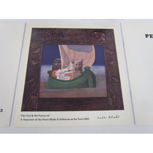 7558 - A Sir Peter Blake 1983 Tate Gallery art exhibition program with limited edition print 'The Owl and t... 