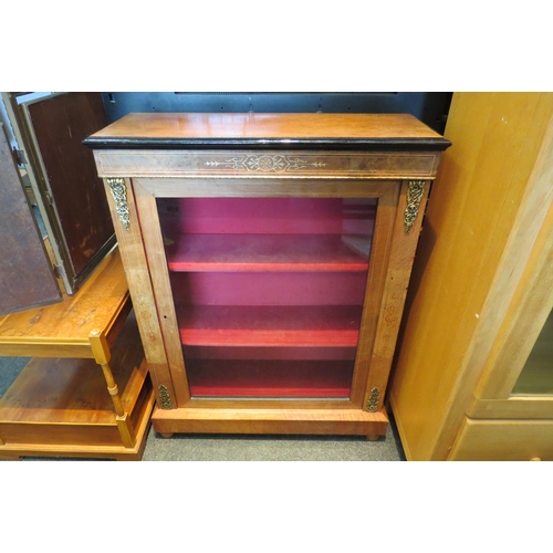 1079 - A Victorian walnut pier cabinet with ormolu mounts, 103cm tall x 79cm wide x 29cm deep