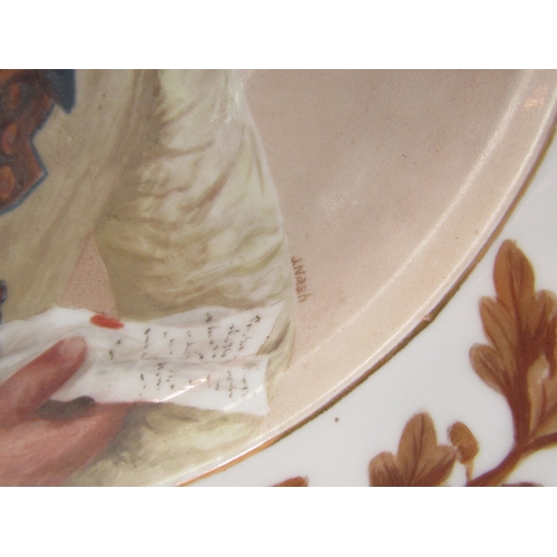 1150 - A Victorian porcelain charger painted with the portrait of a European gentleman, signed J.Nash, 