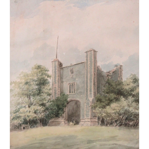 1355 - HOLMES EDWIN CORNELIUS WINTER (1851-1935) Three framed and glazed watercolours, gate house ruin and ... 