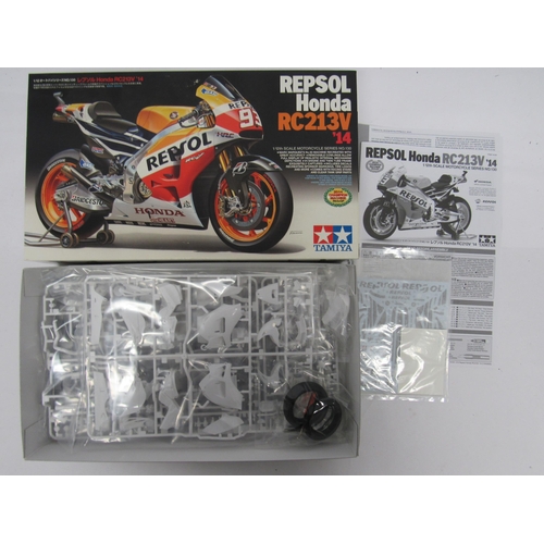 7305 - Three Tamiya Motorcycle Series 1:12 scale Honda motorcycle plastic model kits to include 14066 Honda... 