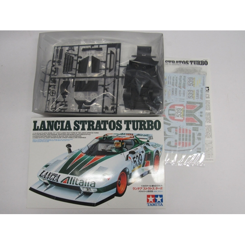 7304 - Five Tamiya 1:24 scale racing car plastic model kits to include 24093 Nissan R89C, 25210 Lancia Stra... 