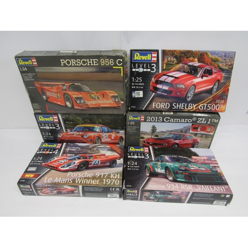 7311 - Six Revell racing and road car plastic model kits to include 07059 2013 Camaro ZL1 and 07044 2010 Fo... 