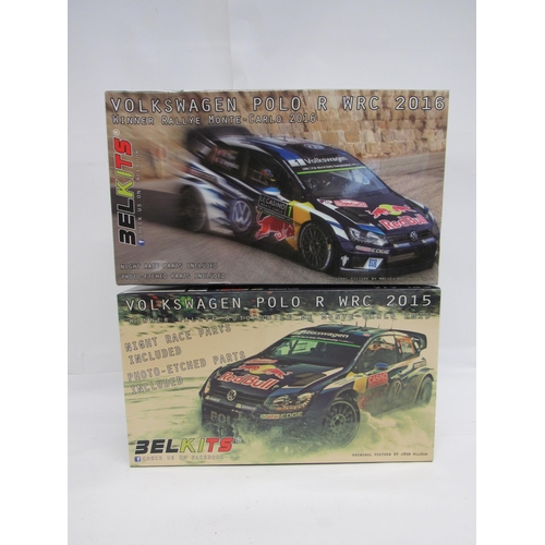 7312 - Two Belkits 1:24 scale rally racing car plastic model kits to include BEL-010 VW Polo R WRC 2015 and... 