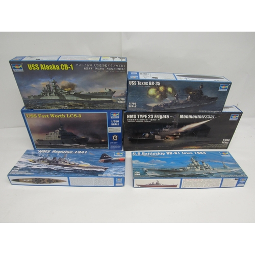 7314 - A collection of Trumpeter ship plastic model kits to include 1:350 scale 04553 USS Fort Worth LCS-3 ... 