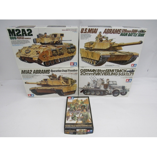 7315 - Four Tamiya Military Miniature Series 1:35 scale plastic model kits to include 35269 M1A2 Abrams Ope... 