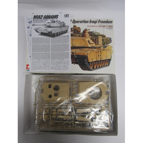 7315 - Four Tamiya Military Miniature Series 1:35 scale plastic model kits to include 35269 M1A2 Abrams Ope... 