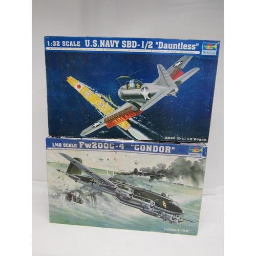 7316 - Two Trumpeter military aircraft plastic model kits to include 1:32 scale 02241 US Navy SBD-1/2 