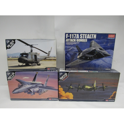 7318 - Four Academy military plastic model kits to include 1:48 scale 12265 F-117A Stealth Attack-Bomber, 1... 