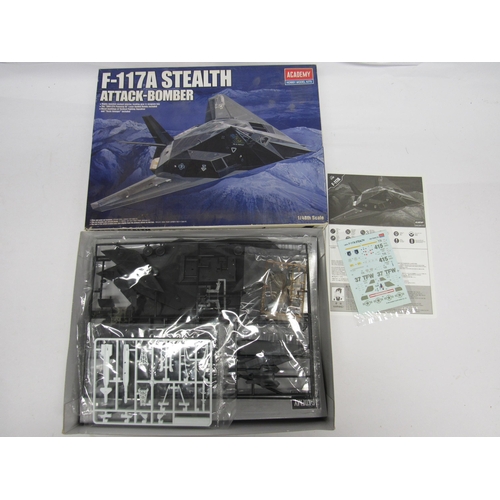 7318 - Four Academy military plastic model kits to include 1:48 scale 12265 F-117A Stealth Attack-Bomber, 1... 