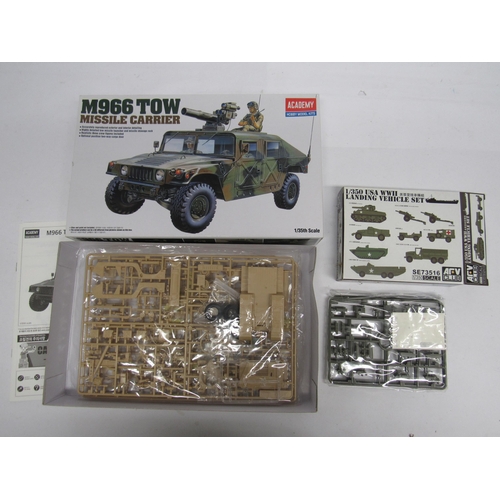 7327 - Three military plastic model kits to include Academy 1:35 scale 13250 M966 TOW Missile Carrier, Airf... 