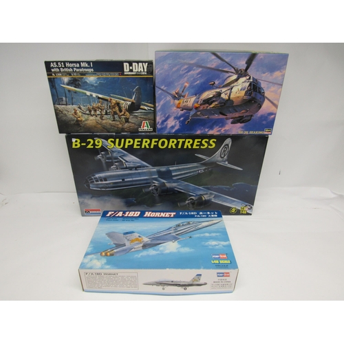 7329 - Three 1:48 scale military aircraft plastic model kits to include Monogram 75-5718 B-29 Superfortress... 