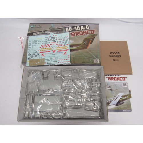 7340 - Four 1:32 scale military aircraft plastic model kits to include Kitty Hawk KH32004 OV10 A/C 