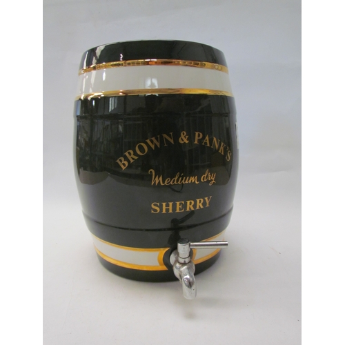 1366 - A Vitreous China Brown & Pank's ceramic sherry barrel with tap