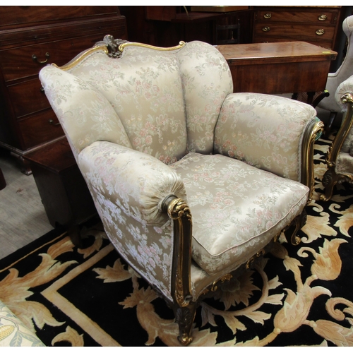 1116 - A 19th Century Continental suite consisting of three seater settee and two matching armchairs, gilt ... 