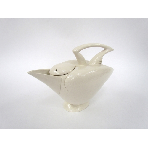 7089 - ANTHONY THEAKSTON (b.1965) A studio pottery tea pot in the form of a stylised bird with white glaze.... 