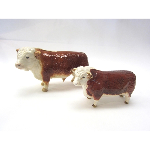 8071 - A Beswick Hereford Bull in gloss, model no. 1363A together with a similar example