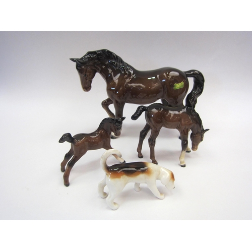 8074 - A Beswick Jogging Mare in brown gloss, model no. 855, Beswick Foal (grazing) in brown gloss, model n... 