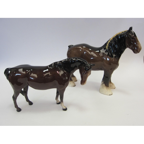 8099 - A Beswick Mare in brown gloss, model no. 1812 together with a Beswick Shire Mare in brown gloss, mod... 