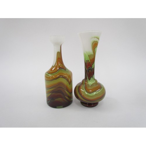 7162 - Two unusual V.B. opaline glass vases, tallest 21cm