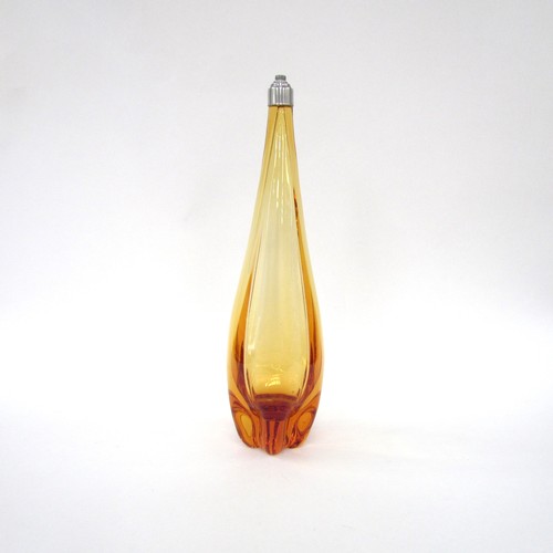 7186 - A Whitefriars glass lamp base in amber, 42cm high