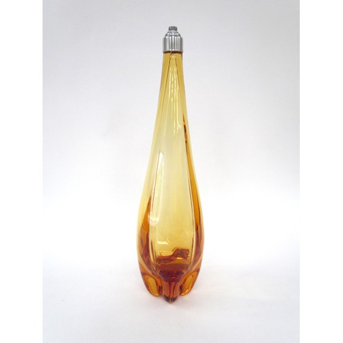 7186 - A Whitefriars glass lamp base in amber, 42cm high