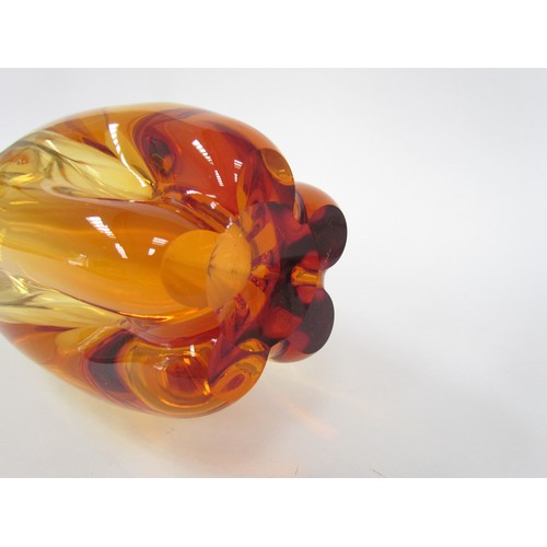 7186 - A Whitefriars glass lamp base in amber, 42cm high